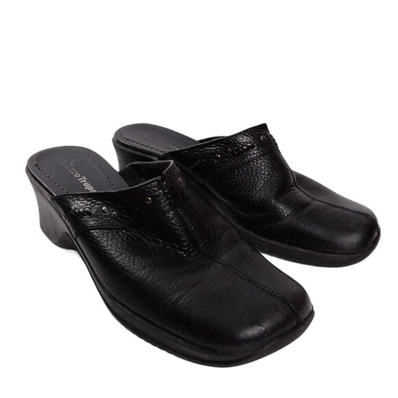 Bare Traps Lexy Black Leather Slip On Clogs 7.5M - Picture 1 of 6